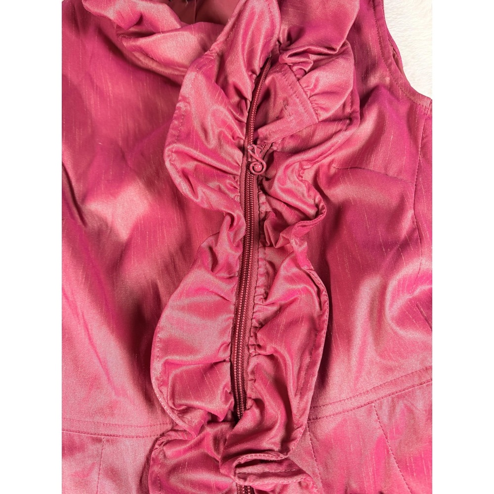 Samuel Dong Dress Womens S Pink Ruffle High Neck Bubble Hem Fit & Flare Party - Picture 7 of 14